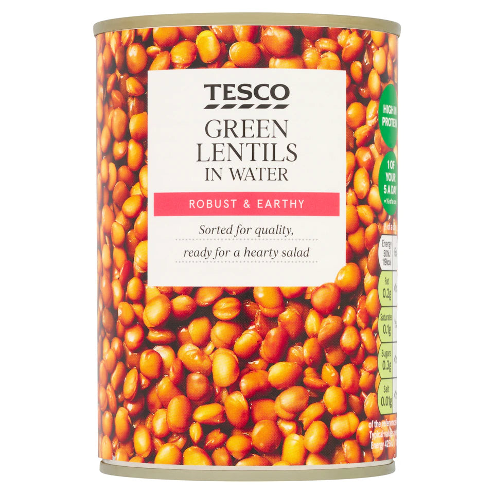Tesco Green Lentils In Water, 390g