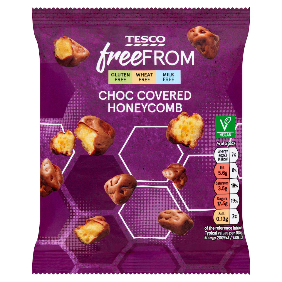 Tesco Free From Chocolate Coated Honeycomb, 119g