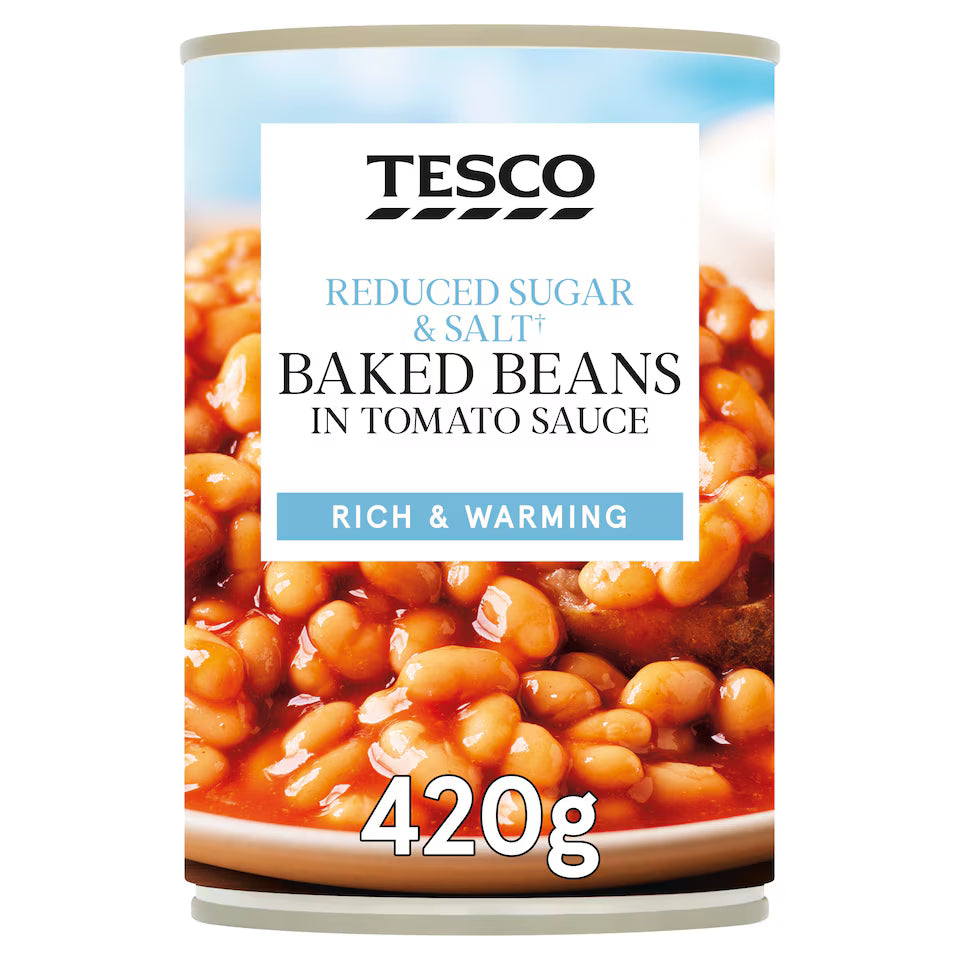 Tesco Reduced Sugar And Salt Baked Beans In Tomato Sauce, 420g