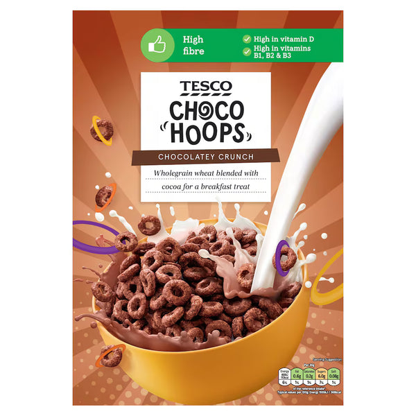 Tesco Choco Hoops Cereal, 375g