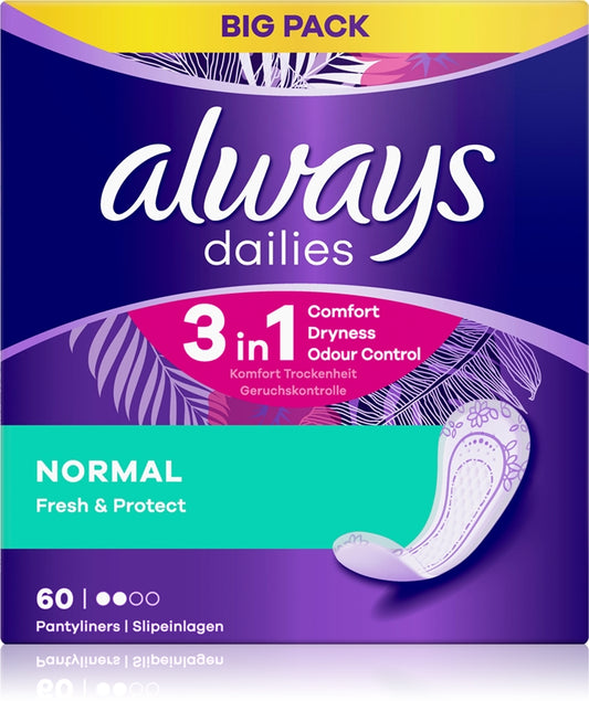 Always Dailies Fresh And Protect Normal Panty Liners 60