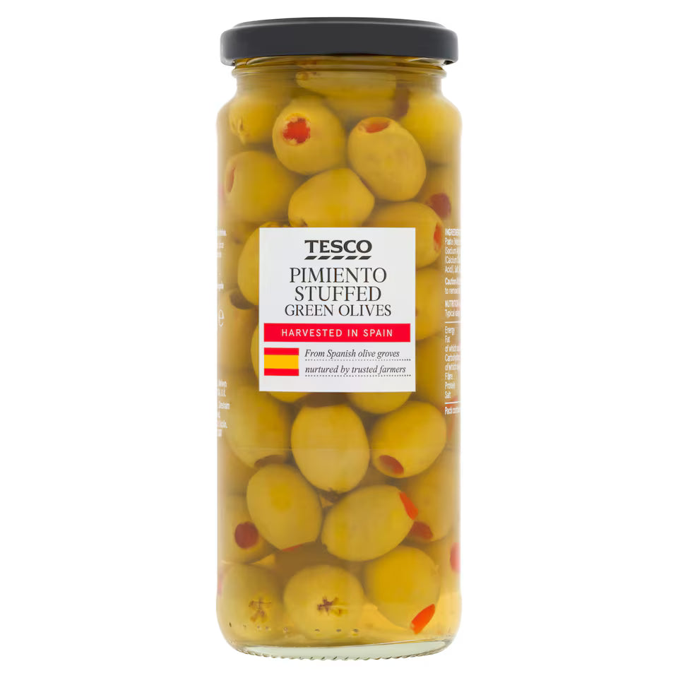 Tesco Pimiento Stuffed Olives In Brine, 340g