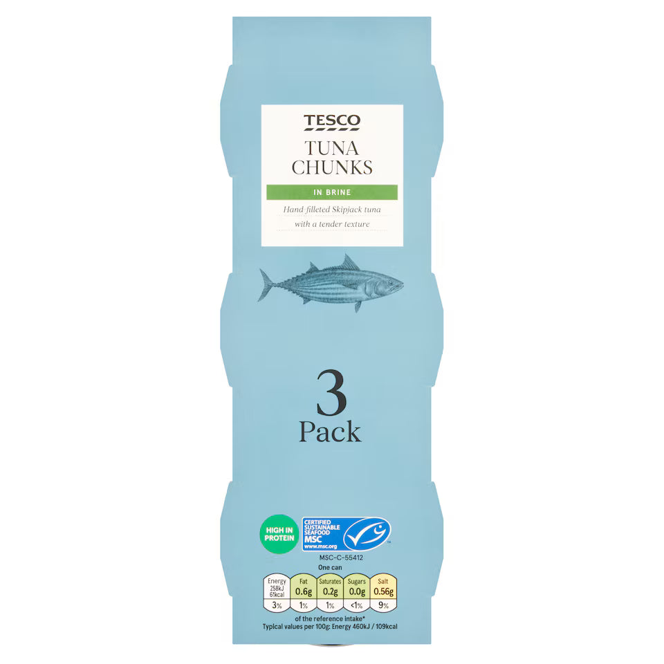 Tesco Tuna Chunks In Brine 3X80g