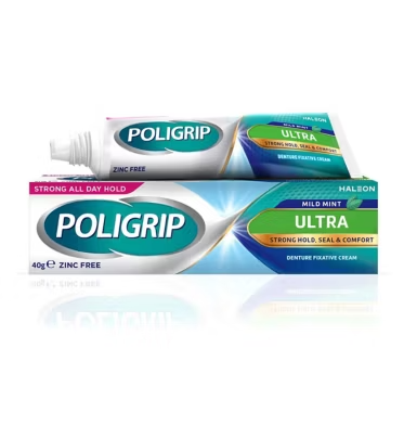 Poligrip Denture Adhesive Fixative Cream Ultra, 40g