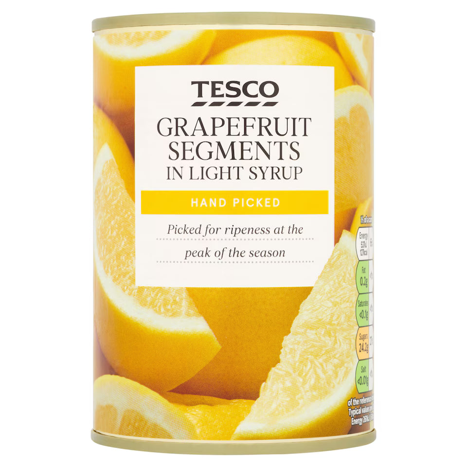 Tesco Grapefruit Segments In Light Syrup, 411g