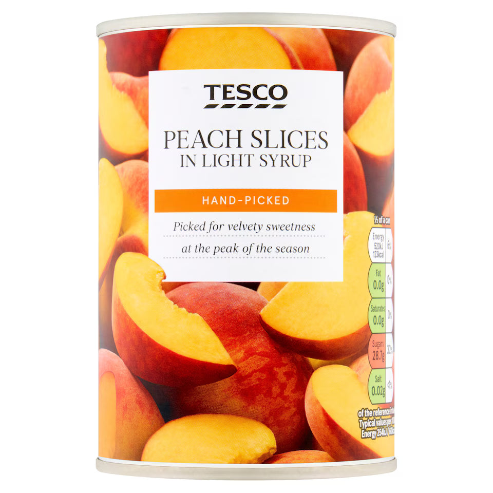 Tesco Peach Slices In Light Syrup, 410g