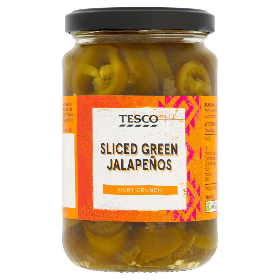 Tesco Sliced Green Jalapenos In Brine, 300g