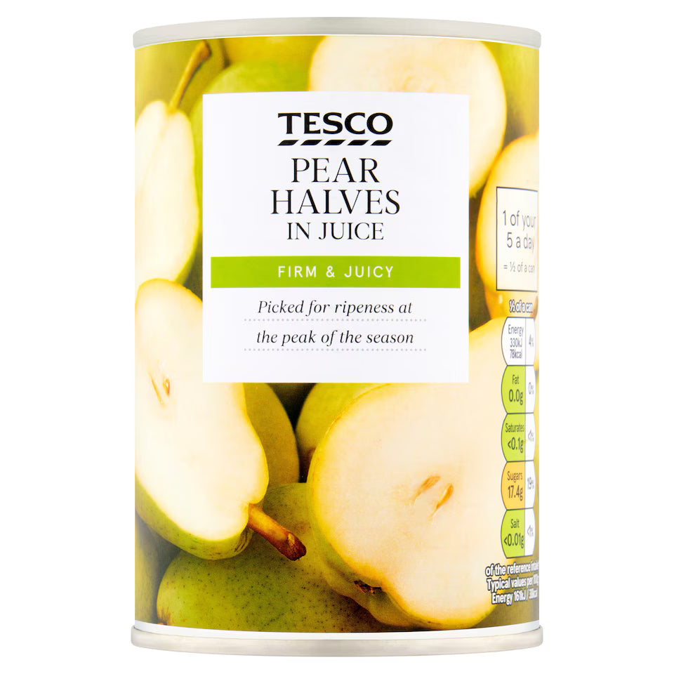 Tesco Halved Pears In Juice, 410g