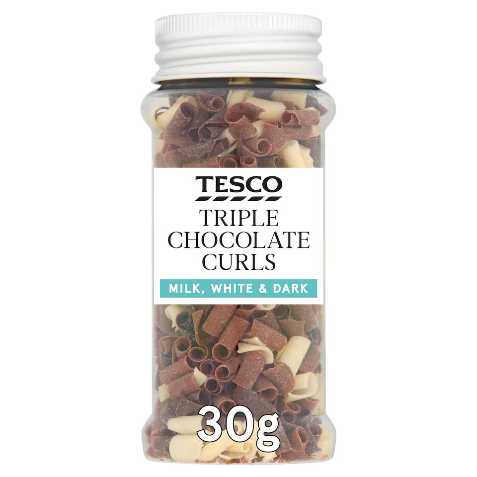 Tesco Triple Chocolate Curls, 30g