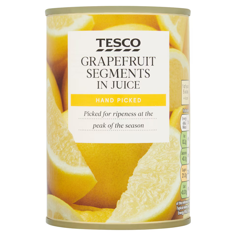 Tesco Grapefruit Segments In Juice, 411g