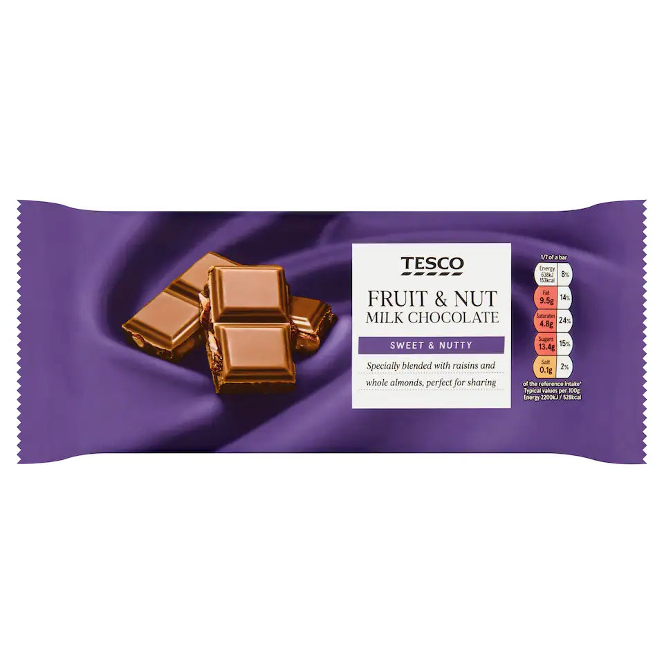 Tesco Fruit & Nut Milk Chocolate 200G