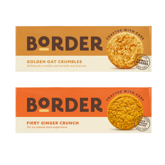 Border Biscuits Golden Oat Crumbles 135g & Fiery Ginger Crunch 135g