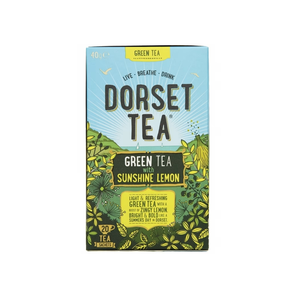 Dorset Tea Green Tea with Sunshine Lemon - 20 Sachets 40g