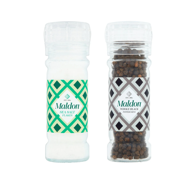 Maldon Salt Perfectly Crushed Grinders - Original Salt 55g & Pepper 50g