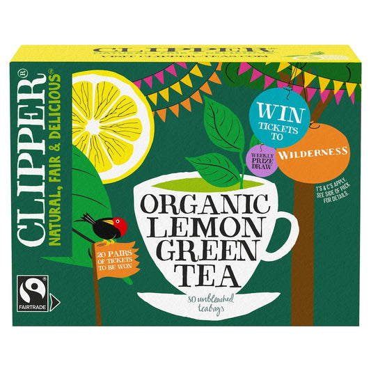 Clipper Organic Lemon Green Tea Bags 80's