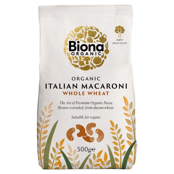 Biona Organic Whole Macaroni Pasta 500g