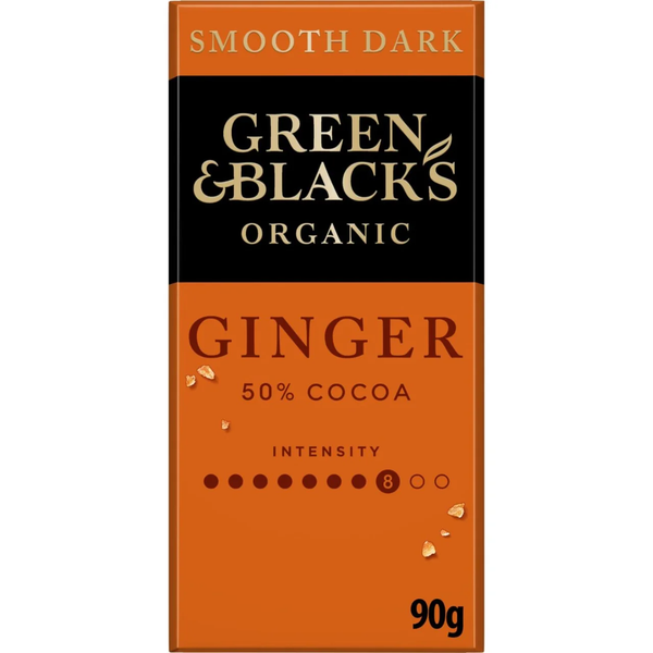 Green & Black's Organic Ginger 50% Smooth Dark Chocolate Bar 90g