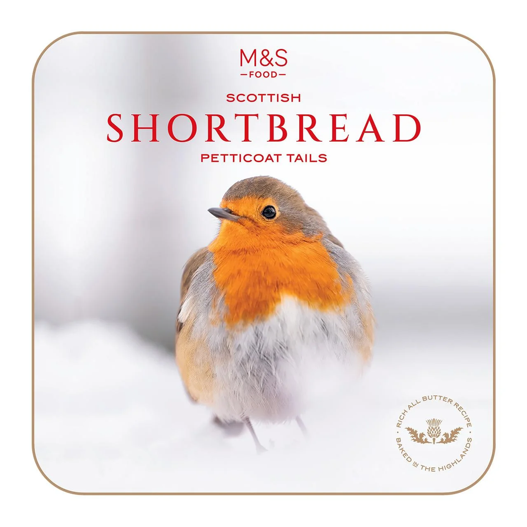 M&S All Butter Shortbread Petticoat Tails Robin Tin 360g