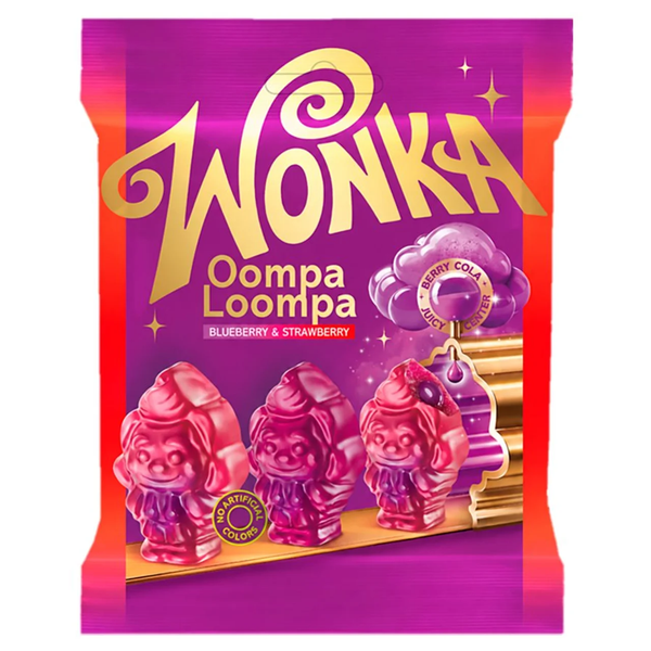 Wonka Gummies Oompa Loompa Blueberry and Strawberry Sweets 142g
