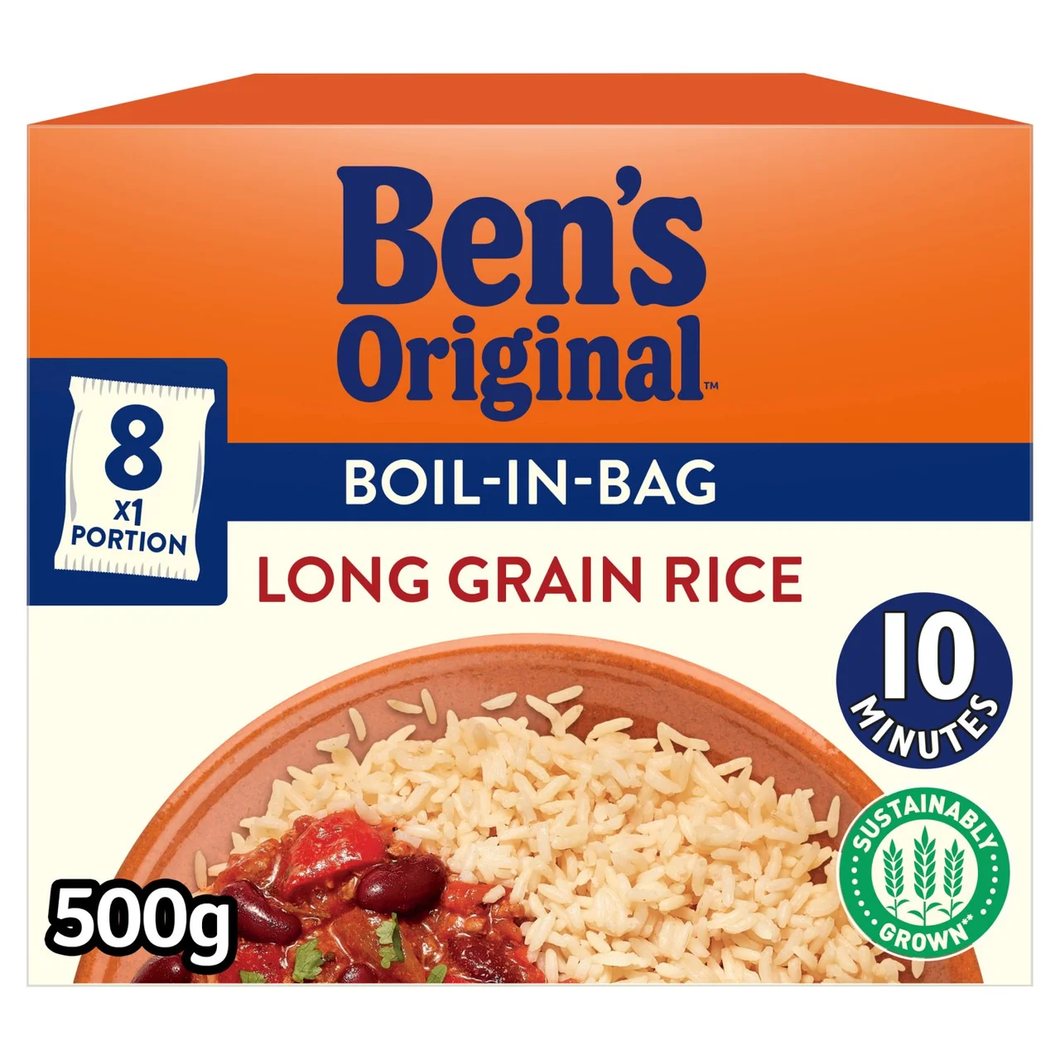 Ben's Original Boil In Bag Long Grain Rice 8x62.5g
