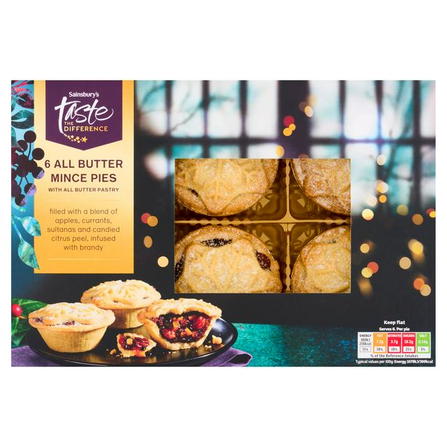 Sainsbury's 6 x All Butter Mince Pies, Taste the Difference 325g