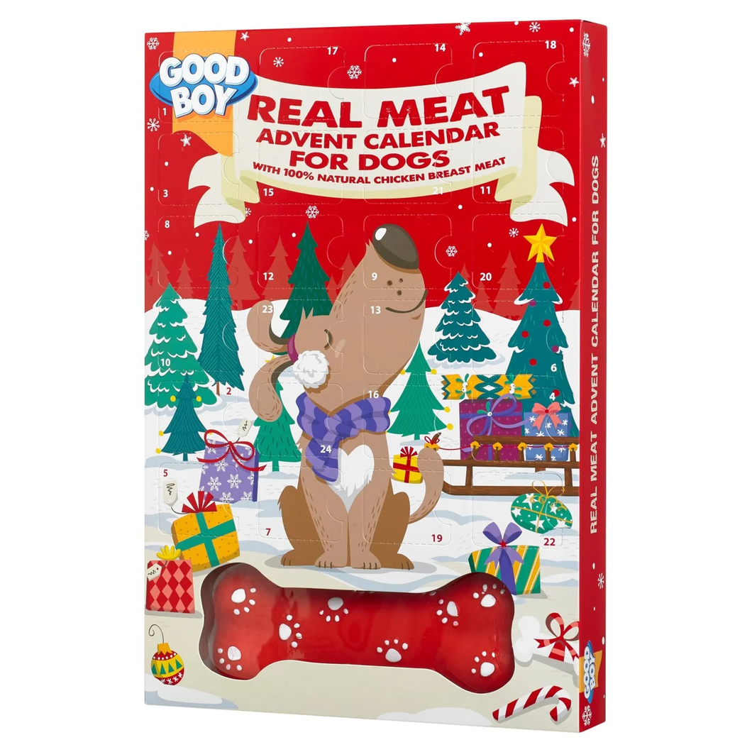 Good Boy Christmas Dog Advent Calendar Meaty Treats & Squeaky Toy 100g