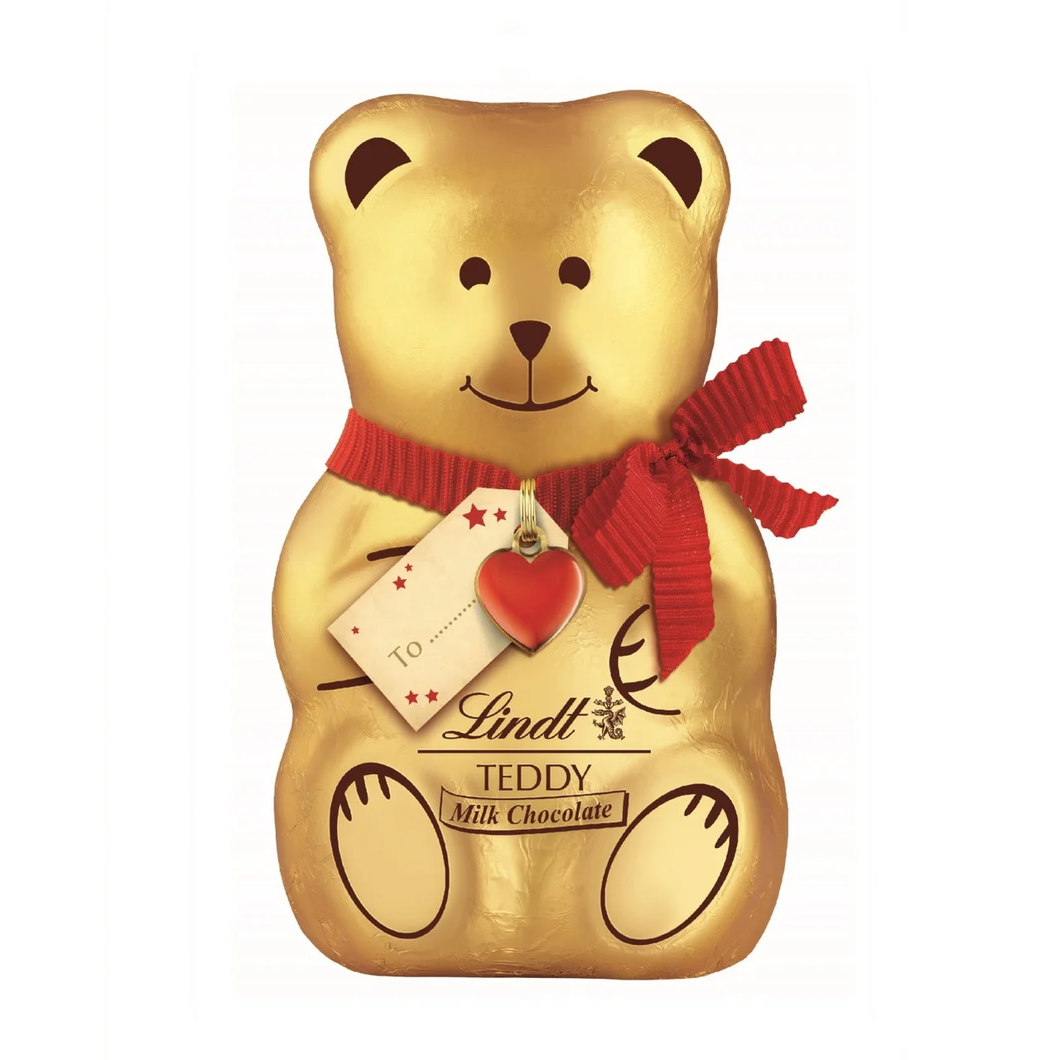 Lindt Teddy Gold or Red With Gift Tag Milk Chocolate 100g