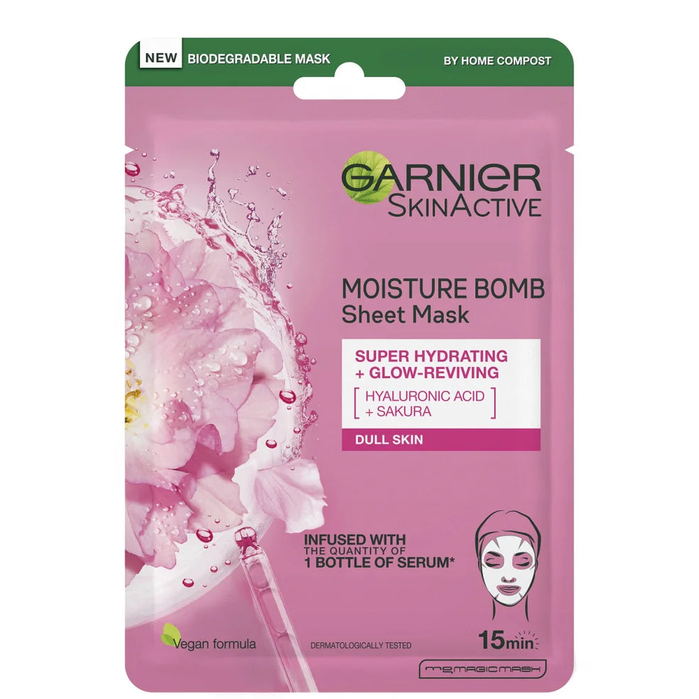 Garnier Moisture Bomb Glow Reviving Sakura & Hyuloronic Face Mask