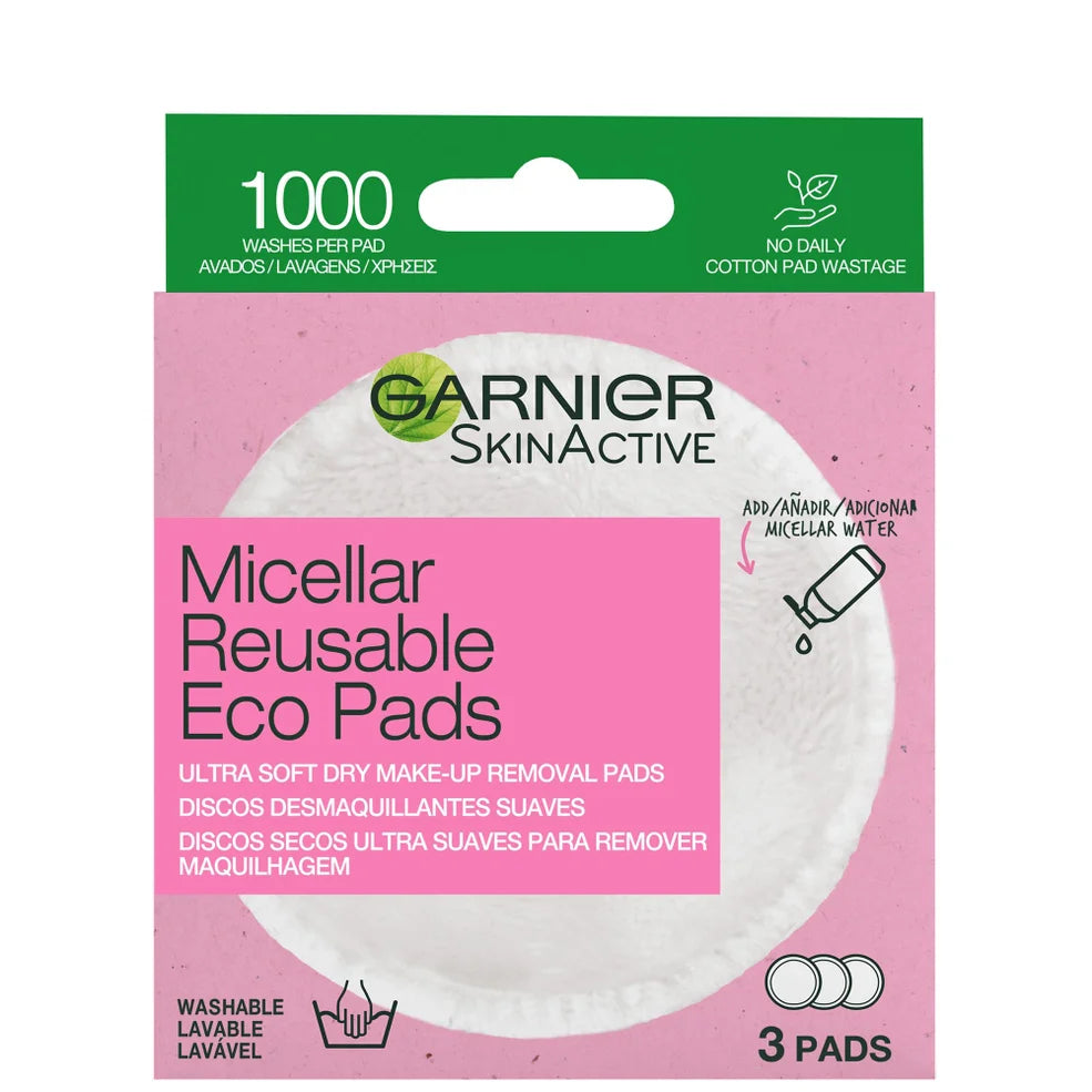 Garnier Micellar Reusable Make-up Remover Eco Pads, Micro Fibre Pads