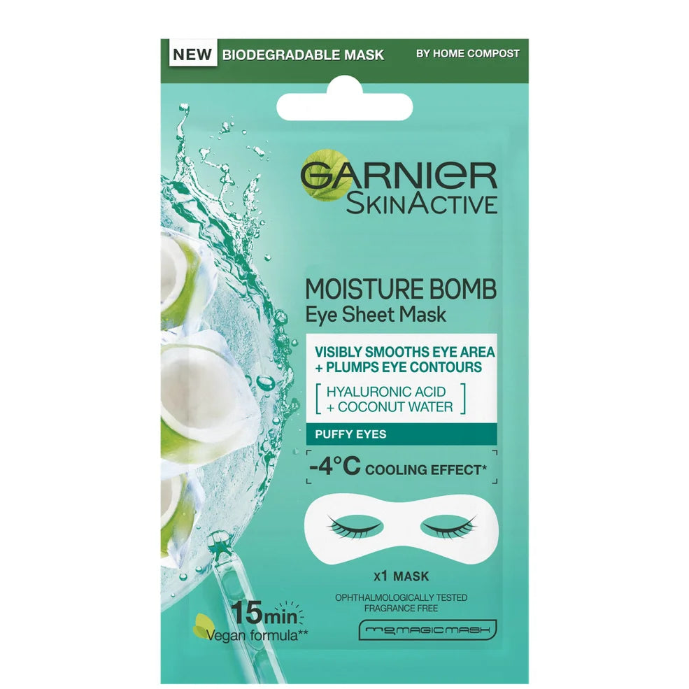 Garnier Moisture Bomb Eye Sheet Mask - Hyaluronic Acid and Coconut Water