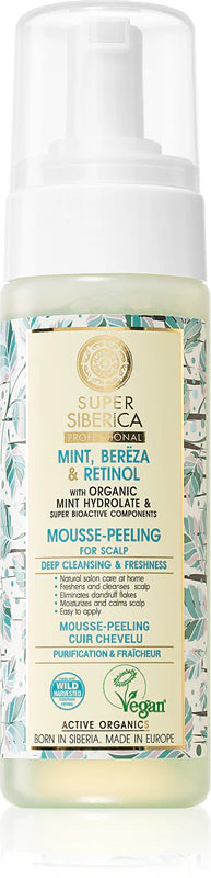 Natura Siberica Mint, Bereza & Retinol foaming exfoliator for scalp, 170ml