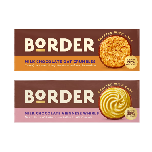 Border Biscuits - Milk Chocolate Oat Crumbles & Viennese Whirls