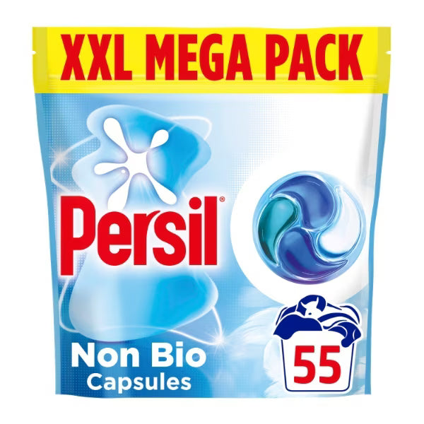 Persil 3 in 1 Non Bio laundry capsules, XXL pack, 55 pods