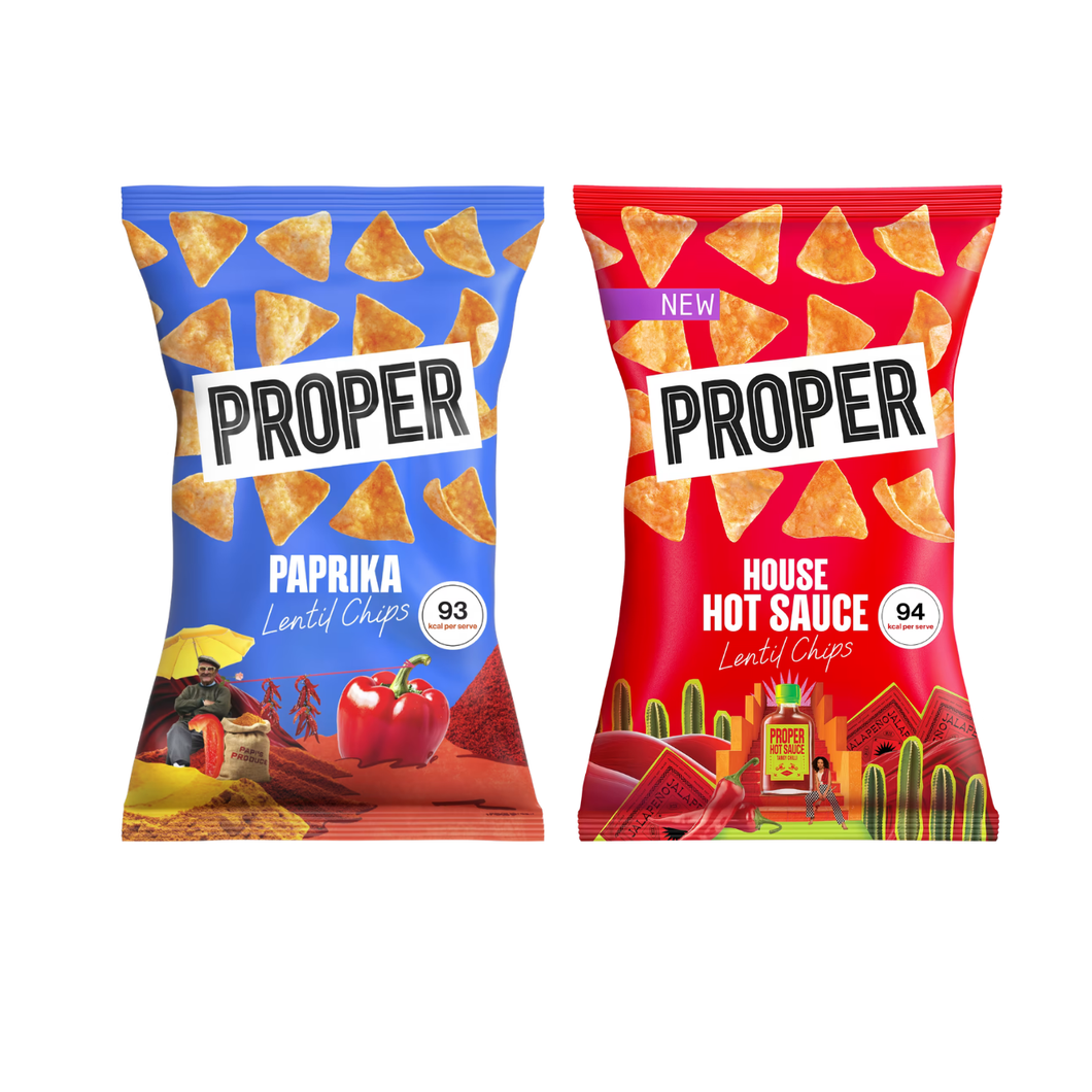 Proper Lentil Chips Duo – Paprika & House Hot Sauce