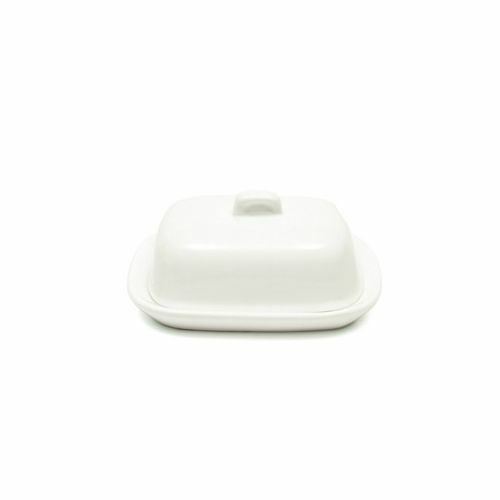 Mini White Ceramic Butter Dish with Lid