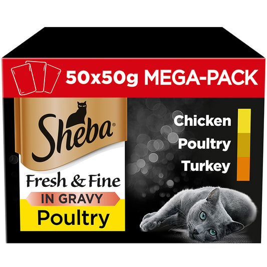 Sheba Fresh & Fine Wet Cat Food Poultry In Gravy 50x50g