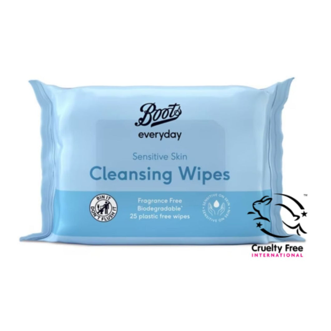 Boots Biodegradable Fragrance Free Cleansing Wipes 25s