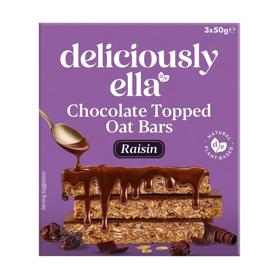 Deliciously Ella Raisin Chocolate Topped Oat Bar Multipack 3x50g