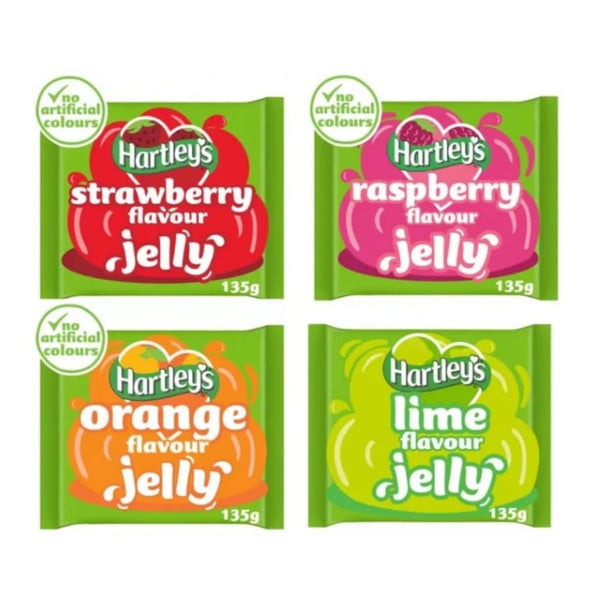 Hartley's Flavour Jelly Variety Pack, Strawberry, Raspberry, Orange and Lime, No Artificial Colours, 135g