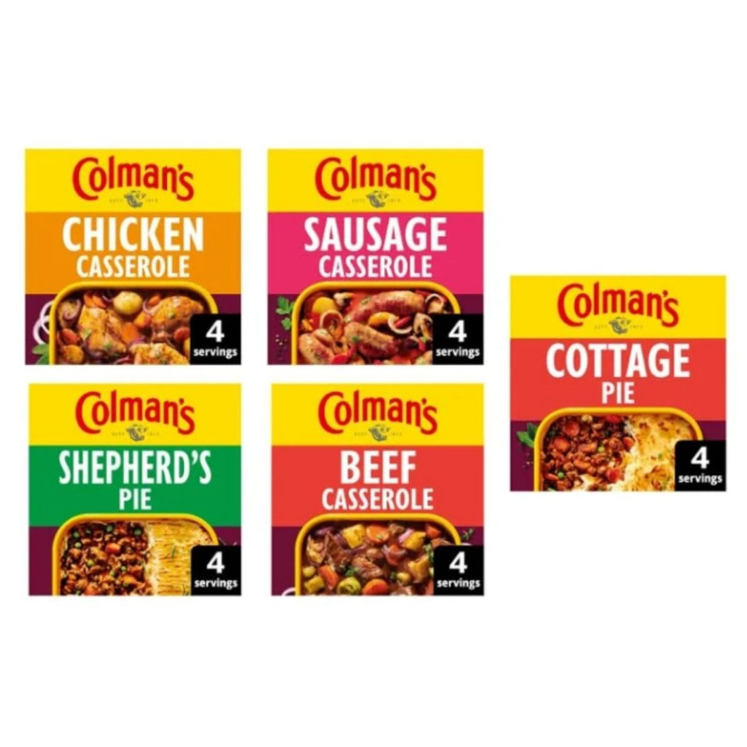 Colman's Casserole Mix Variety Pack, Chicken, Sausage, Beef, Shepherd's Pie, Cottage Pie - (Pack of 5)