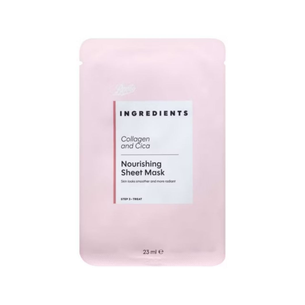 Boots Ingredients Collagen and Cica Sheet Mask 23ml