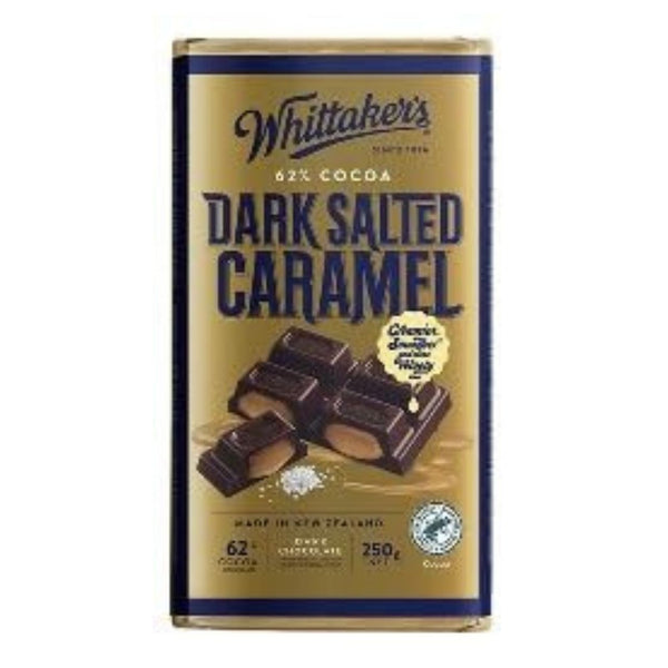 Whittaker's Dark Salted Caramel Chocolate Block, 62% Cocoa, 250g