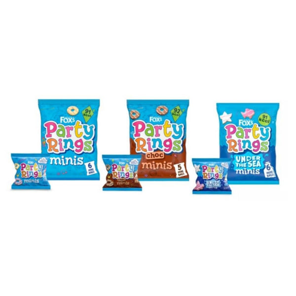 Fox's Party Rings Minis, Choc and Under the Sea Varieties.