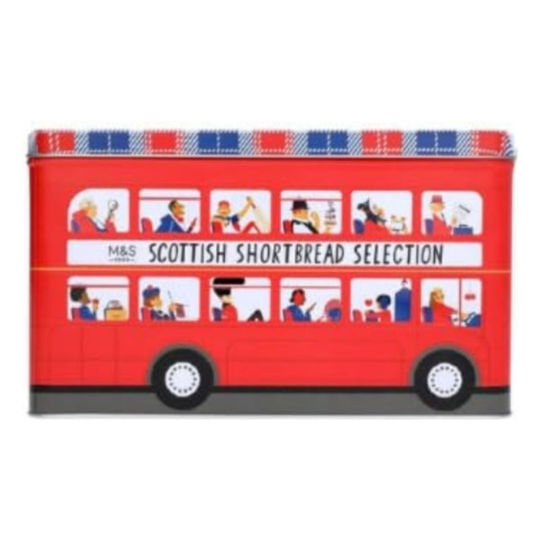 M&S Scottish Shortbread Selection, Collectible Red Double-Decker Bus Tin
