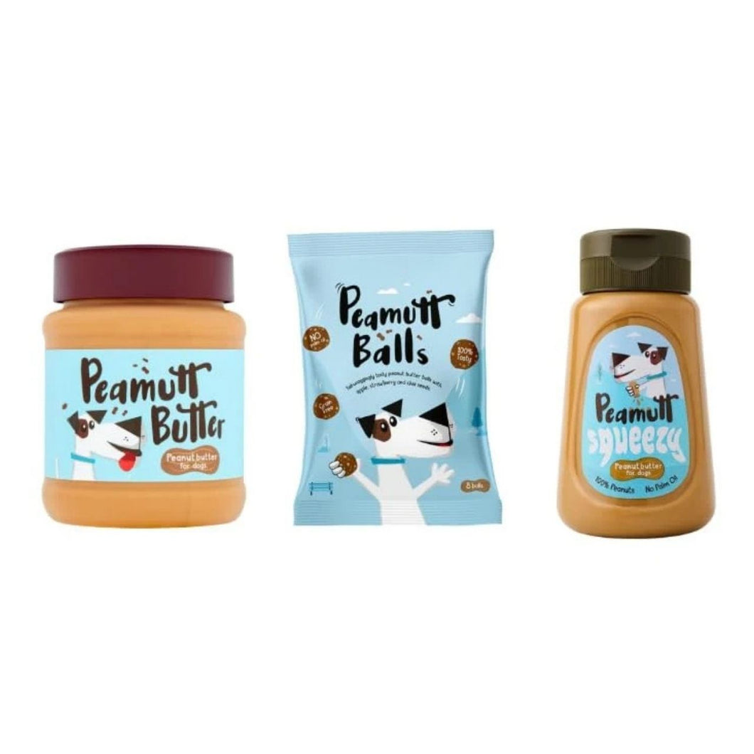 Peamutt Butter Dog Treat Bundle – Peanut Butter Jar, Squeezy Bottle & Peanut Butter Balls