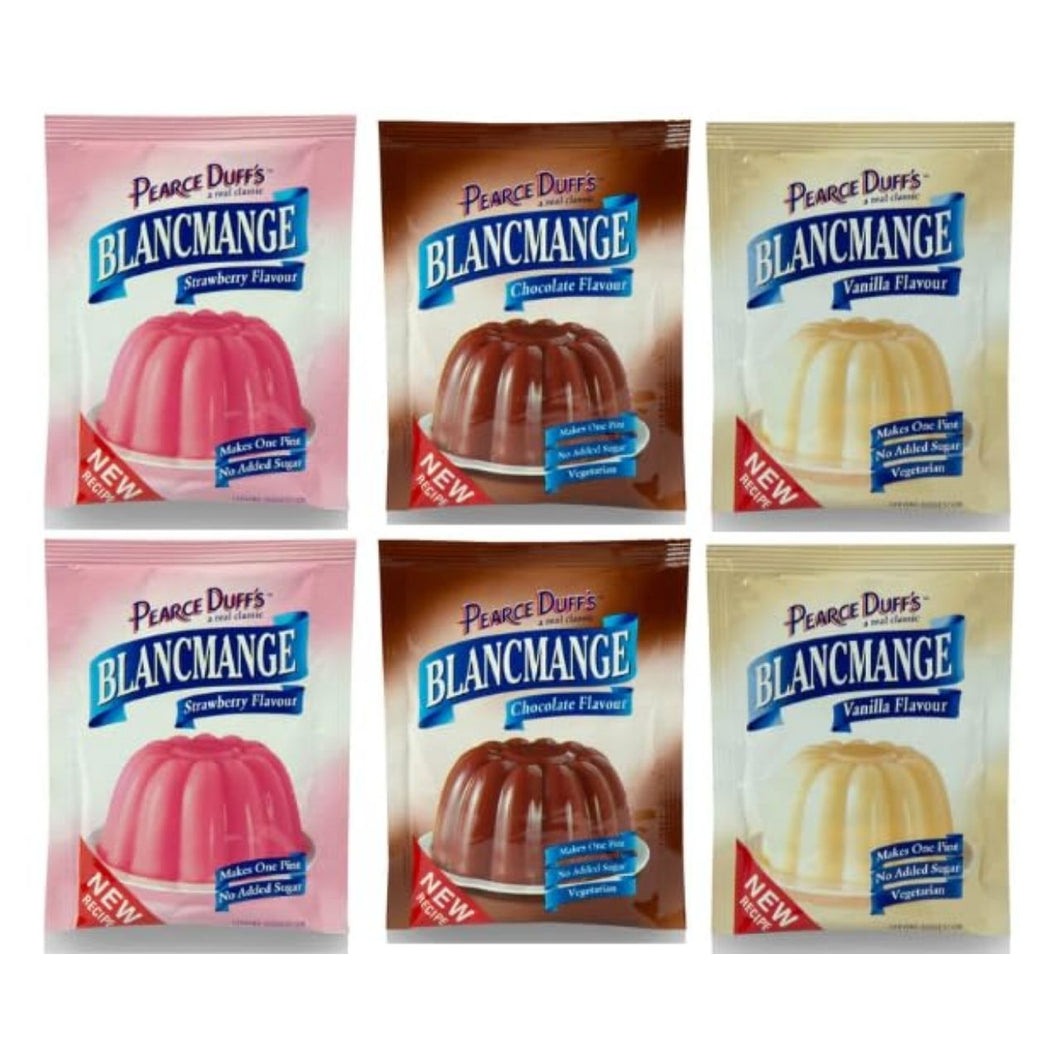 Pearce Duff's Blancmange Dessert Mix, 2xStrawberry, 2xChocolate, 2xVanilla Flavours, 6 Pack