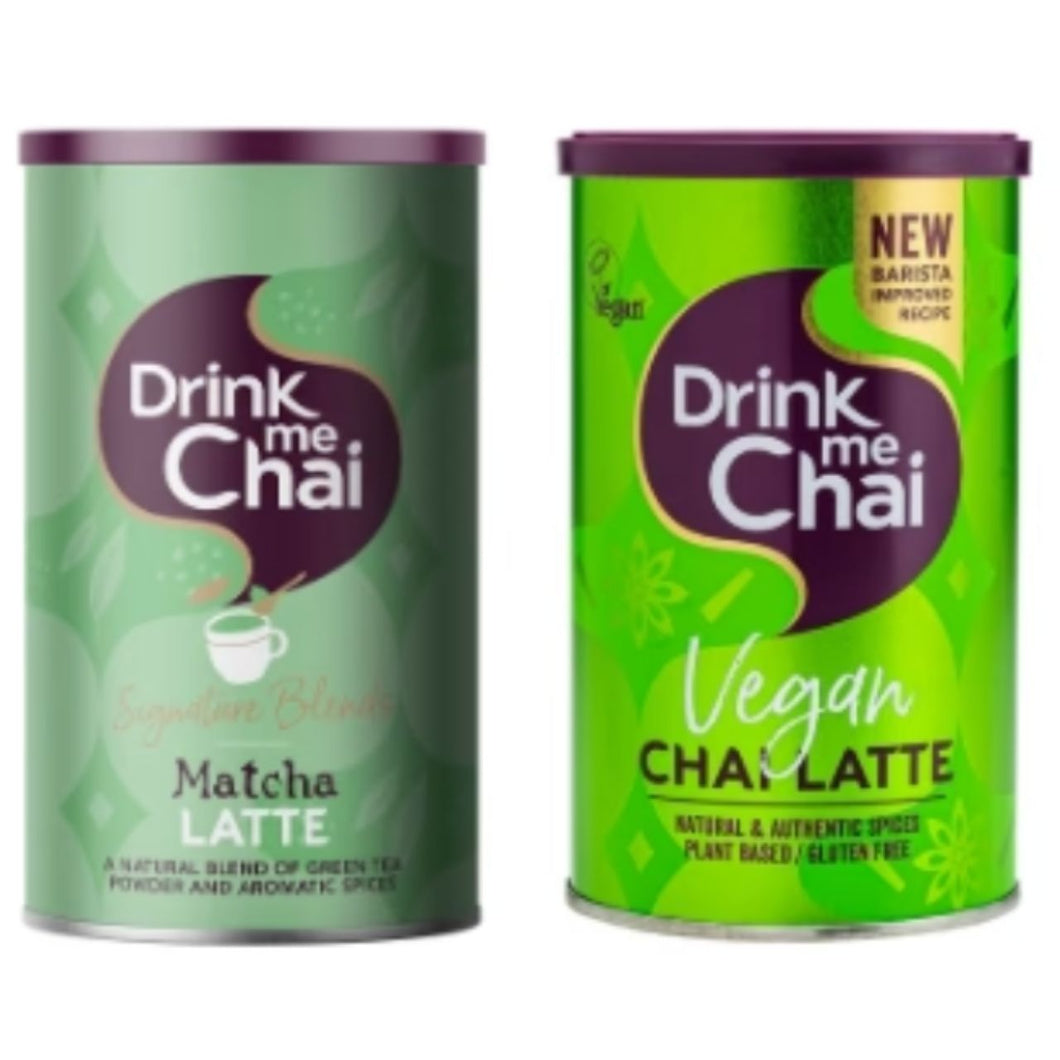 DRINK ME CHAI Signature Blends Matcha Chai Latte 238g & DRINK ME CHAI Vegan Chai Latte 250g