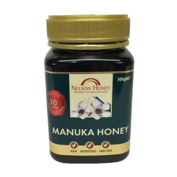 Nelson Honey Manuka Honey Multifloral, Raw, GMO Free, 30+ MGO Rating, 500g
