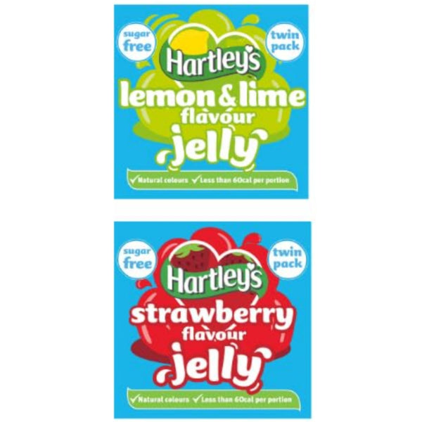 Hartley's Sugar Free Jelly Twin Pack, Lemon & Lime and Strawberry Flavour, Natural Colours