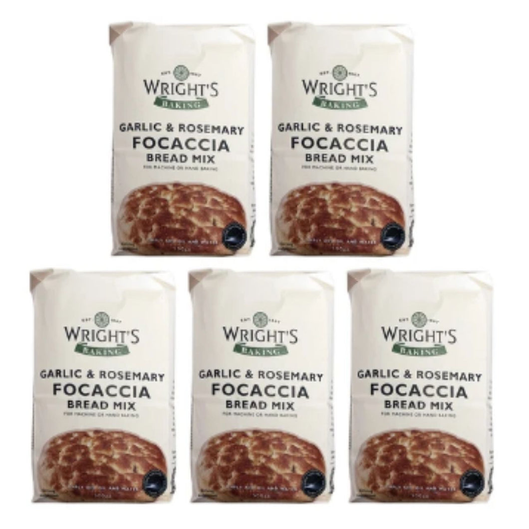 Wrights Baking Garlic & Rosemary Focaccia Bread Mix, 5x500g